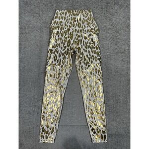 Carbon38 Leggings Womens Extra Small White Gold Metallic Leopard Print
